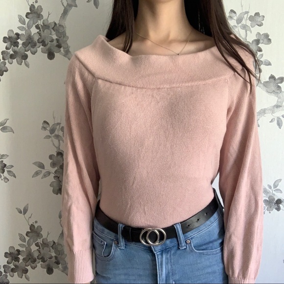 SOLD H&M Blush Pink Knitted Off the Shoulder Jumper - Picture 3 of 3